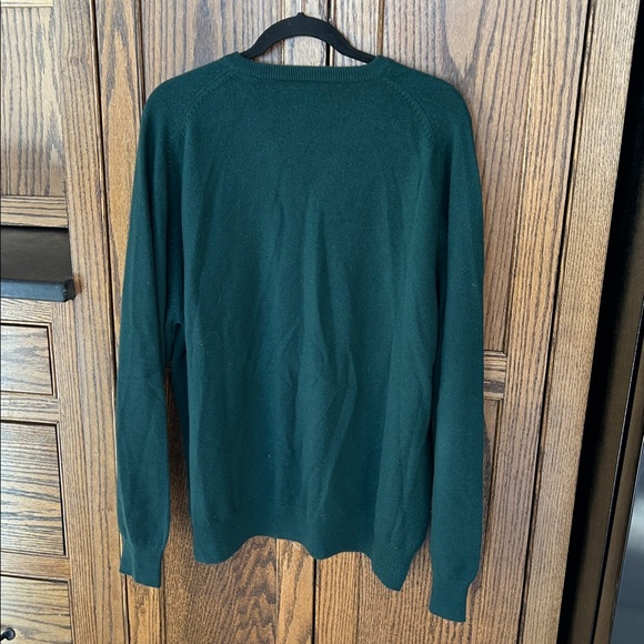 Vintage 90s Lands End 100% Cashmere V Neck Sweater Forest Green - Picture 5 of 5